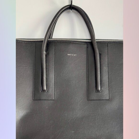 Mat & Nat Large Black Briefcase Messenger Bag - Picture 2 of 10